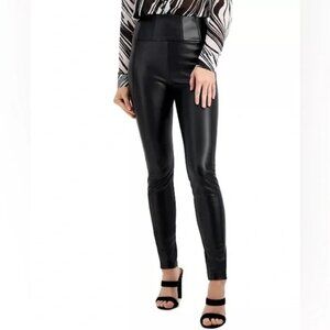 GUESS Faux Leather Pants Leggings Women LARGE Priscilla Jet Black Corset $98 NEW